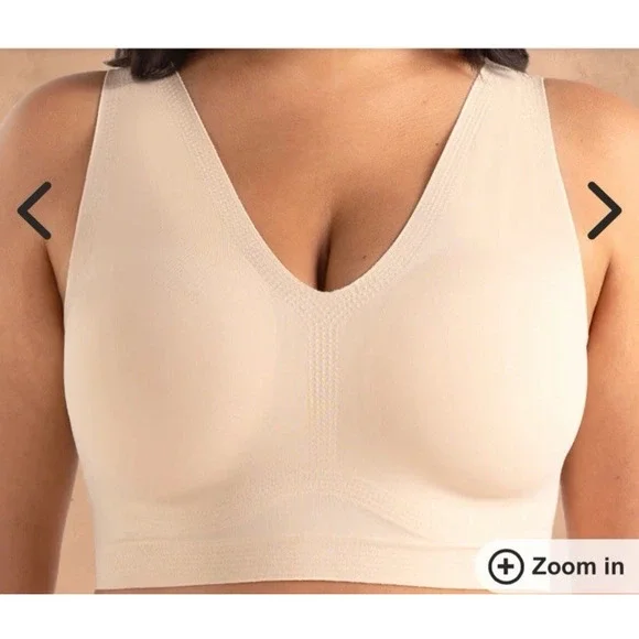 Truekind Bra Everyday Comfort V Neck Bralette Beige NWT Womens Medium - Picture 2 of 6